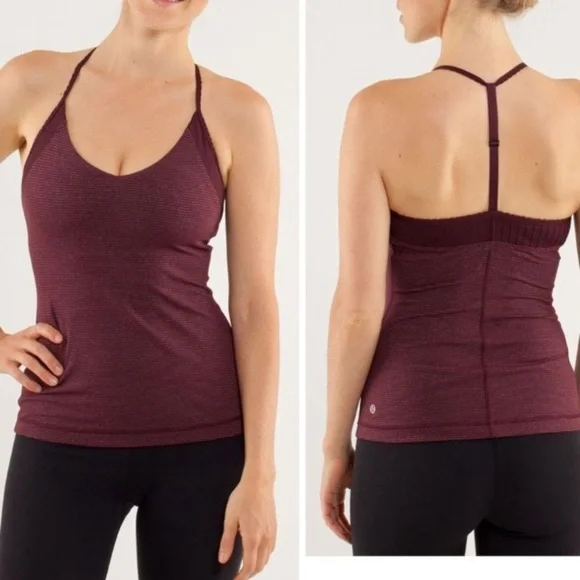 Lululemon Aphrodite Tank Tonka Stripe Bordeaux Drama / Heather’s Bordeaux Size 6 - Picture 12 of 12